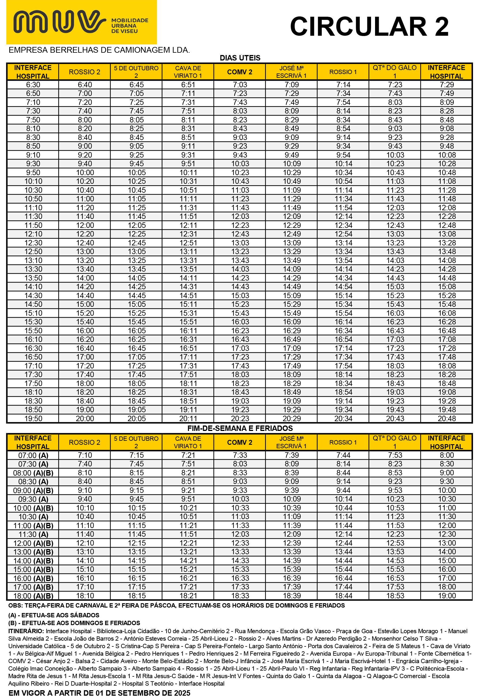 Full Schedule - Circuito Urbano C2 (LC2)