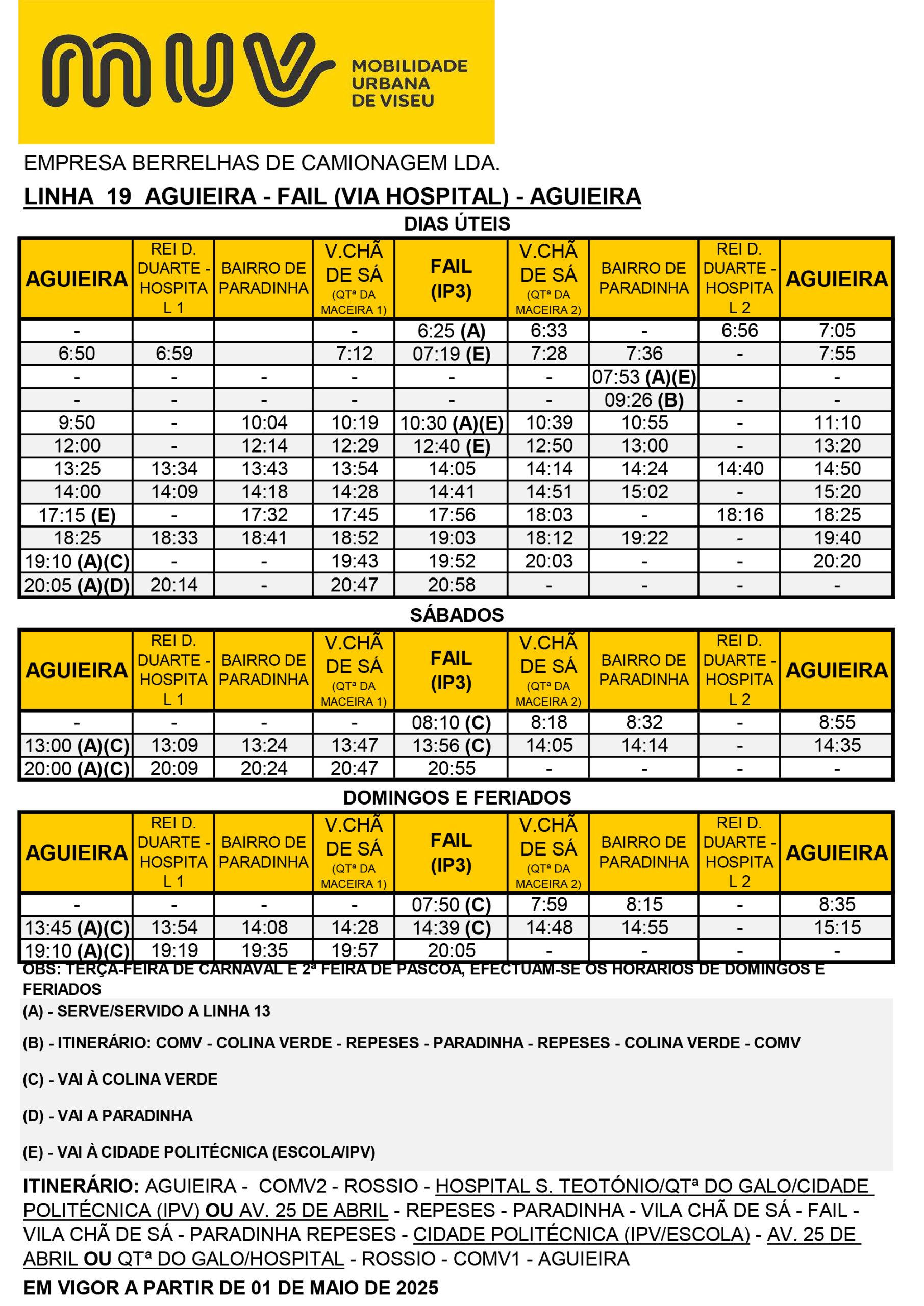 Full Schedule - AGUIEIRA – FAIL (V/HOSPITAL) L19